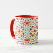 Kaleidoskop-Muster, roter Besatz, Tasse (Vorderseite Links)