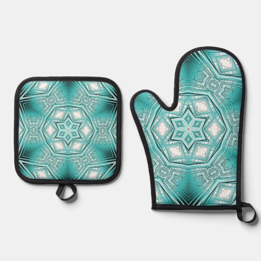 Kaleidoskop Ofenhandschuh & Topflappen-Set (Vorderseite)