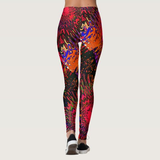 Kaleidoskop Orange Rot Grün Leggings (Rückseite)