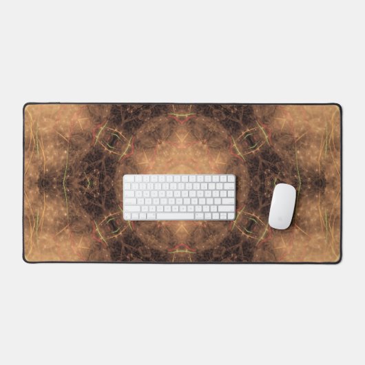 Kaleidoskop Orange Schwarzer Hintergrund Schreibtischunterlage (Tastatur & Maus)