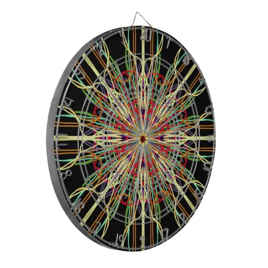 Kaleidoskop Orangengelb-grüne Blume Dartscheibe (Vorderseite Links)
