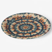 Kaleidoskop Quilt Muster Pappteller (Schrägansicht)