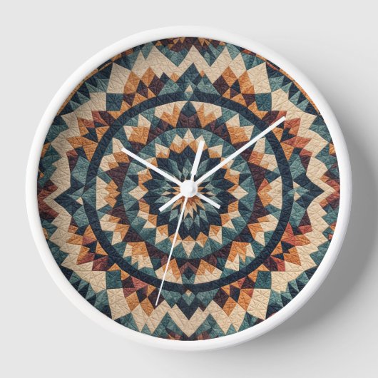 Kaleidoskop Quilt Muster Uhr (Vorderseite)