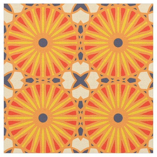 Kaleidoskop Radmuster P Dunkelblau, gelb Stoff (Nahaufnahme)