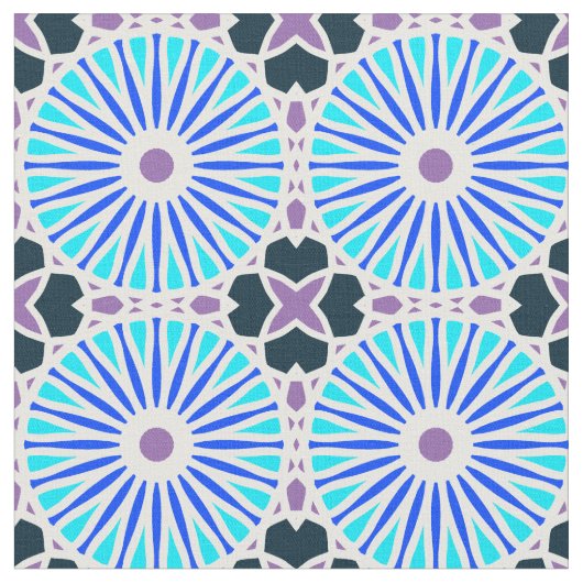 Kaleidoskop Radmuster P Weiß Blau Lila Stoff (Nahaufnahme)