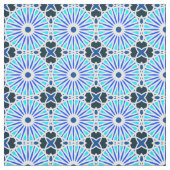 Kaleidoskop Radmuster P Weiße blaue Marine Stoff (Muster)