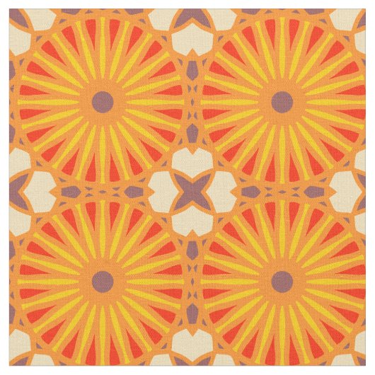 Kaleidoskop Radmuster P Ziegel Rot Gelb Stoff (Nahaufnahme)