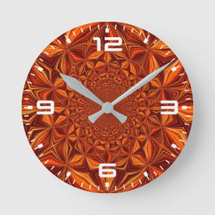 Kaleidoskop-Rot Digitalkunst-Muster-67546 Runde Wanduhr