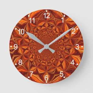 Kaleidoskop-Rot Digitalkunst-Muster-67546 Runde Wanduhr