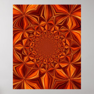 Kaleidoskop-Rot-Digitalkunstmuster-66666 Poster