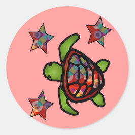 Kaleidoskop-Schildkrötensticker Runder Aufkleber