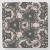 Kaleidoskop, schwarz und rosa steinuntersetzer (Vorderseite)