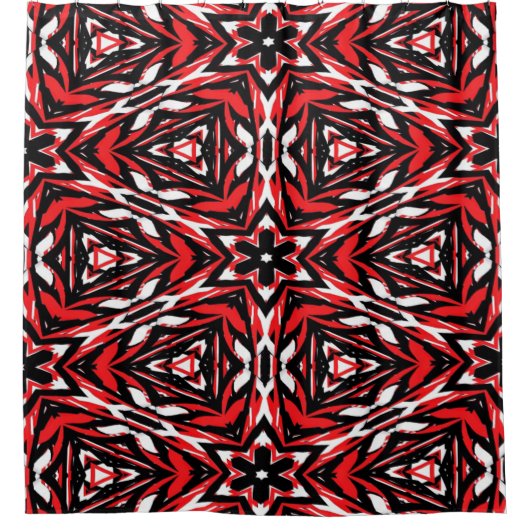 Kaleidoskop, Schwarz, Weiß und Rot Duschvorhang (Vorderseite)
