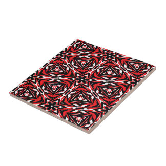 Kaleidoskop, Schwarz, Weiß und Rot Fliese