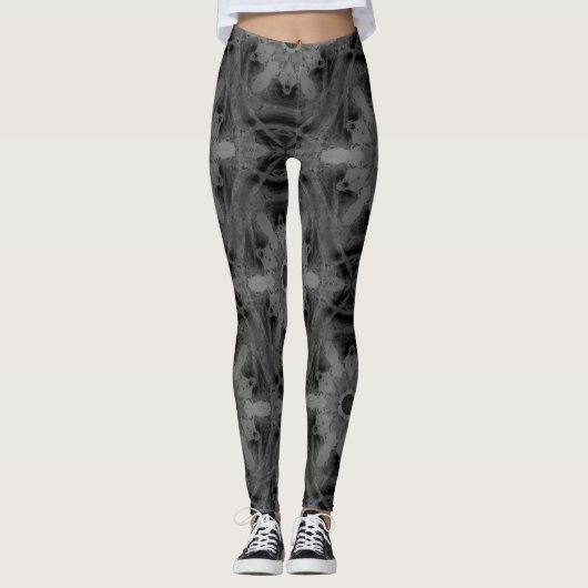 Kaleidoskop Schwarzweißmuster Leggings (Vorderseite)
