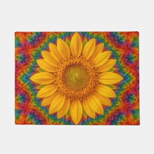 Kaleidoskop-Sonnenblume Fußmatte (Vorderseite)