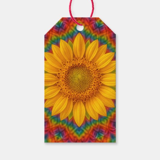 Kaleidoskop-Sonnenblume  Geschenkanhänger (Vorderseite)