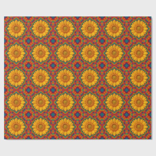Kaleidoskop-Sonnenblume  Geschenkpapier (Flach)