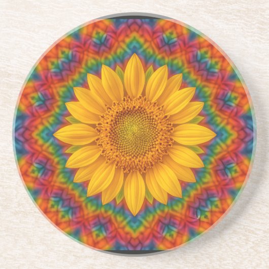 Kaleidoskop Sonnenblume Getränkeuntersetzer (Vorne)
