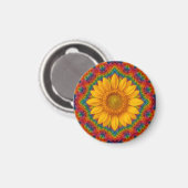 Kaleidoskop Sonnenblume Magnet (Vorderseite/Rückseite)