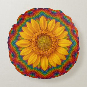 Kaleidoskop Sonnenblume Rundes Kissen