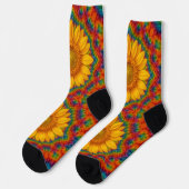 Kaleidoskop Sonnenblumen Socken (Linkes Detail)