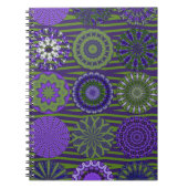 Kaleidoskop-Spaß, Lila-grünes Spiral-Notebook Notizblock (Vorderseite)