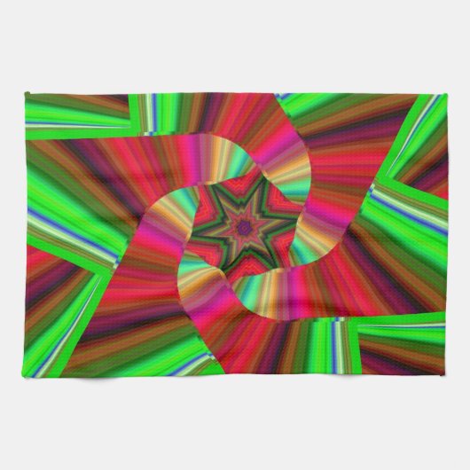 Kaleidoskop Star Art Red Green Geschirrtuch (Horizontal)