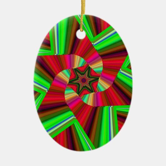 Kaleidoskop Star Art Red Green Keramik Ornament (Vorne)
