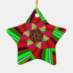 Kaleidoskop Star Art Red Green Keramik Ornament