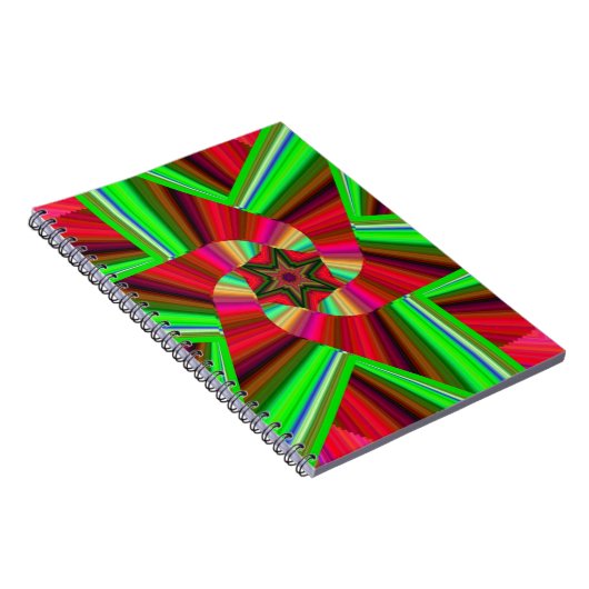 Kaleidoskop Star Art Red Green Notizblock (Rechte Seite)