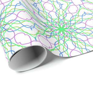 Kaleidoskop-Star, Lila Kunst in Weiß Grün, Blau Geschenkpapier