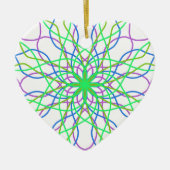 Kaleidoskop-Star, Lila Kunst in Weiß Grün, Blau Keramik Ornament (Vorne)