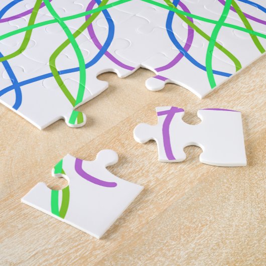 Kaleidoskop-Star, Lila Kunst in Weiß Grün, Blau Puzzle (Seite)