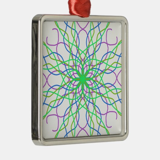 Kaleidoskop-Star, Lila Kunst in Weiß Grün, Blau Silbernes Ornament (Rechts)