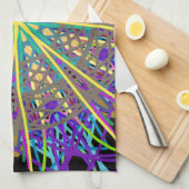 Kaleidoskop-Star, Lila orange grüne Kunst Handtuch (Viertel Falte)
