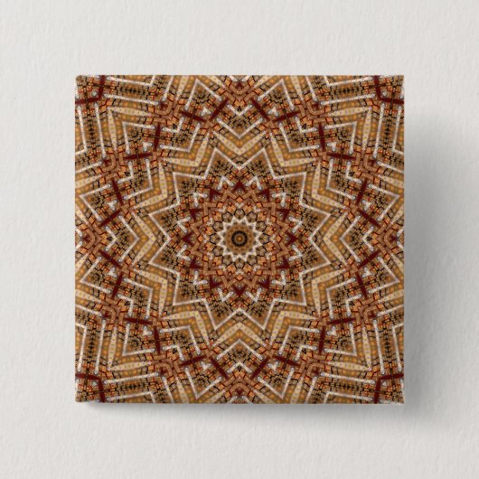 Kaleidoskop-Stern-Mandala-Bernstein-Muster Button (Vorderseite)