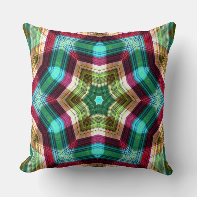 Kaleidoskop-Stern migriert mit Tiefe zu Hexagon Kissen (Vorderseite)