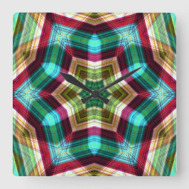 Kaleidoskop-Stern migriert mit Tiefe zu Hexagon Quadratische Wanduhr