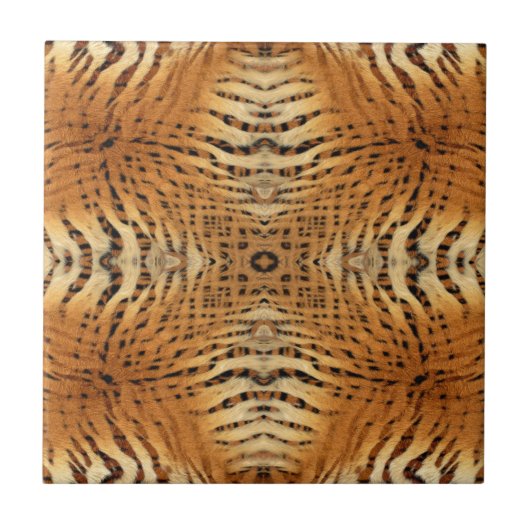 Kaleidoskop Tiger Fur Muster Fliese (Vorderseite)