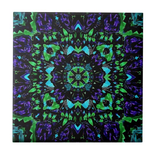 Kaleidoskop von Blau und Grün Fliese (Vorderseite)