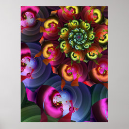Kaleidoskop von Fraktal Spirals Poster