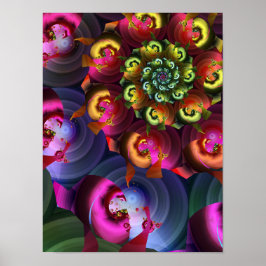 Kaleidoskop von Fraktal Spirals Poster