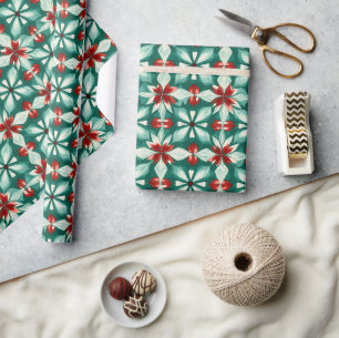 Kaleidoskop Weihnachtsstern Grün Rot Muster Gesche Geschenkpapier