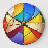 Kaleidoskop-Zeit" - Lebendige, verklebte Glaswand Große Wanduhr (Vorderseite)
