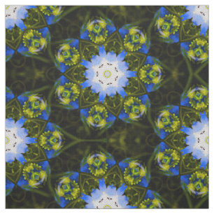 Kaleidoskopartige Babyblaue Augen Frühlingsblumen Stoff
