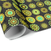 Kaleidoskopisch 110714 - 16 Mandalas - auf schwarz Geschenkpapier (Rolleneckpunkt)