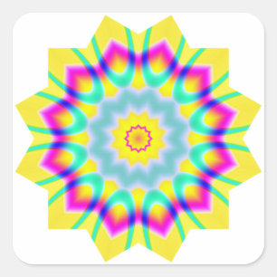 Kaleidoskopisch 260614(1) quadratischer aufkleber