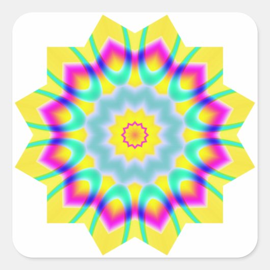 Kaleidoskopisch 260614(1) quadratischer aufkleber (Vorderseite)