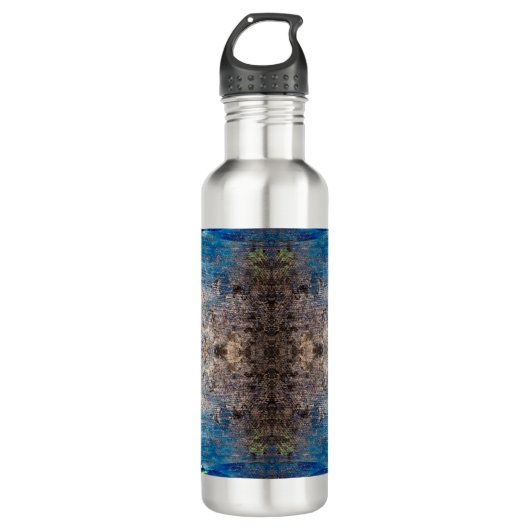 Kaleidoskopisch abstrakt bunt bohemien mandala edelstahlflasche (Vorderseite)